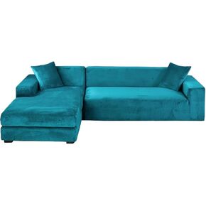 YOPOIY Velvet Sectional Couch Covers Stretch L Shaped Sofa Cover 2 Piece, Washable Corner Sofa Slipcover 5 6 7 Seater Soft Furniture Protector (Orange,3+2 Seater) in Saudi Arabia