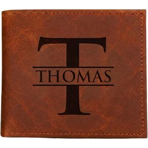 Custom Wallet for Men – Personalized Engraved Leather Name, Initial & Monogram Bifold, RFID Blocking, Genuine Leather – Father's Day, Birthday, Christmas Gift for Dad, Husband, Son, Boyfriend, Grandpa in Saudi Arabia
