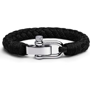 Elegatto Pelagus Premium Rope Bracelet for Men | Designed in California | Thick Cotton Rope with Stainless Steel Shackle Closure | Men’s Designer Bracelets in Saudi Arabia