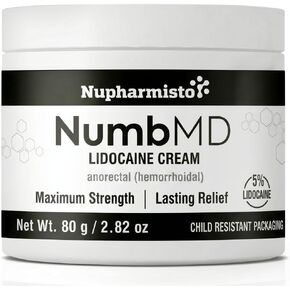Nupharmisto 5% Lidocaine Numbing Cream Maximum Strength: Long Lasting Numbing Cream with Emu Oil and Arnica relieves discomfort Caused by Hemorrhoids 80 g / 2.82 oz in Saudi Arabia