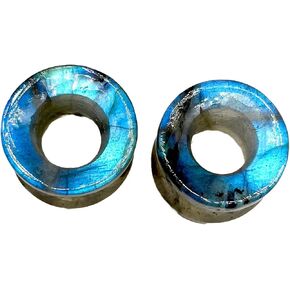Uni Craft's Pair of Natural Flashy Labradorite Gemstone Handmade Naga Body Piercing Double Flared Ear Gauges Tunnel Plug Jewelry Customized Sizes & Wholesale Also Available in Saudi Arabia