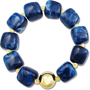 Colorful Chunky Beaded Bracelets for Women – Large Square Resin Adjustable Bracelet, Multicolor Stackable Statement Bangle, Summer Beach Party Jewelry in Saudi Arabia