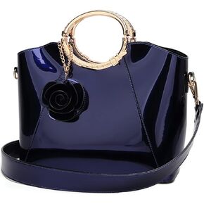 Genuine Patent Leather Top Handle Tote Handbag for Women Stylish Satchel Evening Shoulder Purse in Saudi Arabia