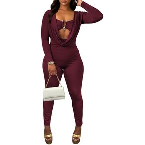 Sexy Jumpsuits for Women Deep V Neck Long Sleeve Cut Out Romper Bodycon Jumpsuit Club Party Going Out Date Night Outfits in Saudi Arabia