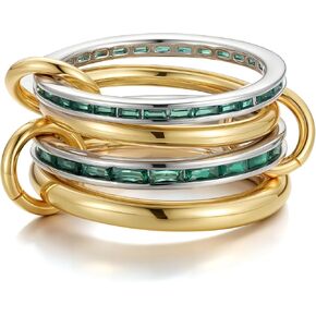 Gold Stackable Rings for Women-18K Gold Plated Cubic Zirconia Rings Non Tarnish Multi Ring Mixed Metals Stackable Ring Set for Women in Saudi Arabia