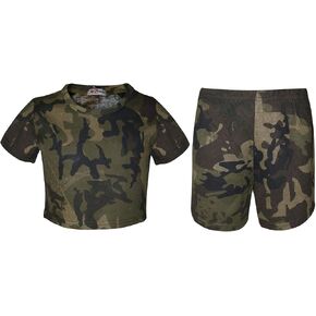 Kids Girls Crop Top & Shorts Camouflage Print Fashion Summer Outfit Sets 5-13 Yr in Saudi Arabia