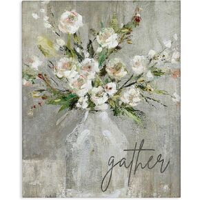 Stupell Industries 'Gather White Floral Bouquet', Canvas Art, 30 x 40 Inches, Easy to Hang and Sturdy, Made in USA, by Carol Robinson in Kuwait