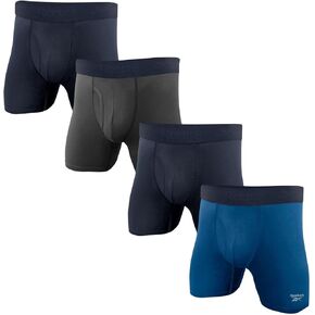 Reebok Men's Boxer Briefs - 4 Pack 6'' Inseam Stretch Performance Underwear Quick Dry Moisture Wicking Boxers- Grey/Blue/Navy XX-Large in Kuwait