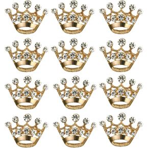 LUOEM 12 Pieces Crown Brooch Pin Fashion Diamante Wedding Party Pageant Tiara Crown Corsage for Wedding Valentine's Day Supplies (Gold) in Saudi Arabia