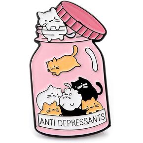 Cute Cat Enamel Pins Funny,Cute "Anti Depressants"for Women Men Animal Decorative Badge Pins for Backpacks,Jackets,Bags,Hats Nurse Gift in Saudi Arabia
