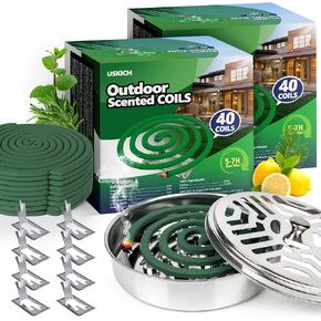 80 Pack Natural Essential Oil Scent Coils, Outdoor Yard Aroma Fragrance Coils with 4 Holders & 8 Stands in Saudi Arabia
