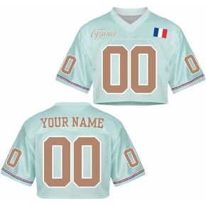 Name Number Mesh Crop Top Football Jersey Women Girls Youth, Custom Cropped Jersey Nation Football Shirt Camisas De Futbol in Saudi Arabia