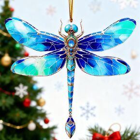 Acrylic Dragonfly Gifts Decor for Women for Christmas Tree Decoration,Birthday Gift Holiday Decorations for Windows/Christmas Tree/Car Decoration - Blue Dragonflies in Saudi Arabia