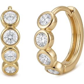 Earrings for Women Gold Huggie Hoop Cubic Zirconia 14K Small Simple Hypoallergenic Everyday Jewelry in Kuwait
