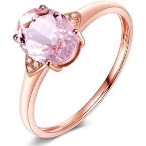 Kardy Fashion Gemstone Pink Brown Morganite Oval Cut 14K Rose Gold Engagement Women's Diamond Band Ring Set in Saudi Arabia
