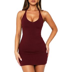 OZICERD Women Sexy V Neck Bodycon Mini Dress Bulit in Bra Sleeveless Racerback Tank Going Out Dress Rave Party Night Out Club in Saudi Arabia