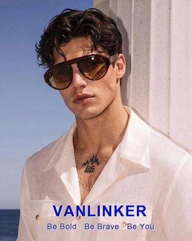 نظارة شمسية VANLINKER ريترو كبيرة الحجم أفياتور للنساء والرجال، عصرية كبيرة وكبيرة، ظلال السبعينات VL9932 in Kuwait