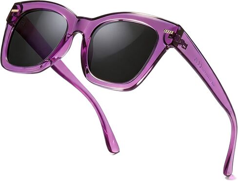 TJUTR Retro Oversized Square Sunglasses for Women, Polarized U400 Protection, Vintage Cat-Eye Frame Shades with Metal Accents in Saudi Arabia