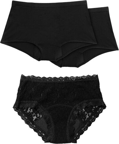 Saalt and hanky panky+ [powered by Saalt] Women's Period Underwear Bundle - 2 Comfort CloudShort + 1 Hanky Panky+ Boyshort in Kuwait