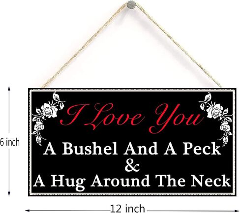 I Love You A Bushel & A Peck and A Hug Around The Neck Hanging Sign Decorative Wood Sign Home Decor Wood Door Sign Plaque 12" x 6" in Saudi Arabia