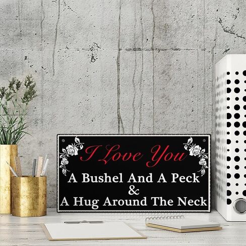 I Love You A Bushel & A Peck and A Hug Around The Neck Hanging Sign Decorative Wood Sign Home Decor Wood Door Sign Plaque 12" x 6" in Saudi Arabia