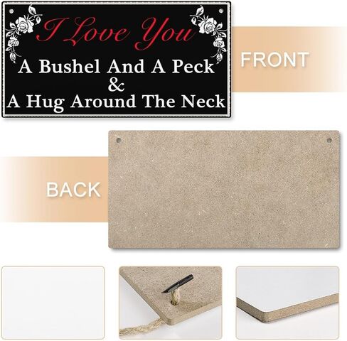 I Love You A Bushel & A Peck and A Hug Around The Neck Hanging Sign Decorative Wood Sign Home Decor Wood Door Sign Plaque 12" x 6" in Saudi Arabia