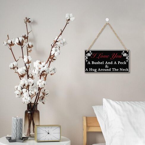 I Love You A Bushel & A Peck and A Hug Around The Neck Hanging Sign Decorative Wood Sign Home Decor Wood Door Sign Plaque 12" x 6" in Saudi Arabia