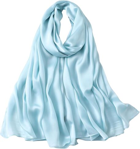Ladies' Solid Color Silk Hand Feel Scarf, Satin Texture, Travel Sunscreen Shawl in Saudi Arabia