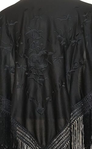 La Senorita Spanish Flamenco Dance Shawl black with black flowers in Saudi Arabia