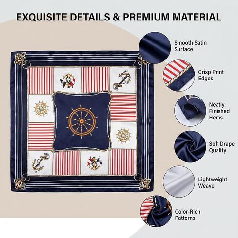 UPSTORE 10 Pieces Square Scarf Women Pattern Printing Silk Satin Hair Headband Handkerchief Head Scarf 50 x 50 cm (Random Colour) in Kuwait