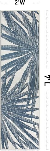 Rugshop Tropical Leaves Nature Inspired Indoor/Outdoor Runer Rug 2' x 7' Green in Saudi Arabia