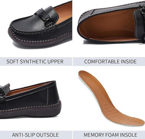Women's Loafers Slip On Flats, Comfort Non-Slip Casual Shoes with Buckle Decor for Work, Office, Daily Wear in Kuwait
