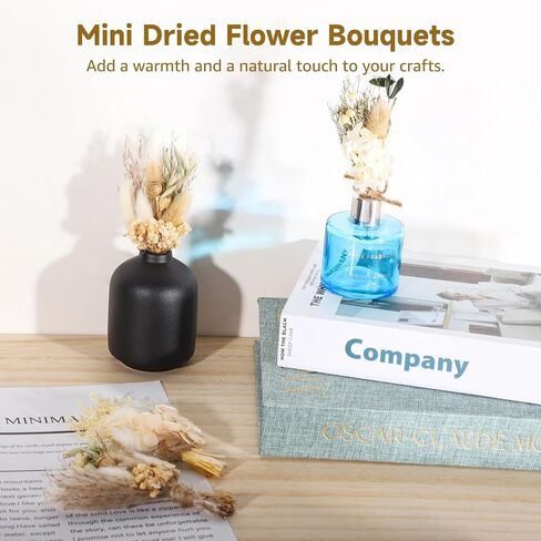 12 Pcs Mini Dried Flower Bouquets - Bohemian Wedding Boutonniere Decors, Rustic Floral Arrangements, Small Natural Dried Flowers for Crafts, Vases, Handcrafted with Jute Twine in Saudi Arabia