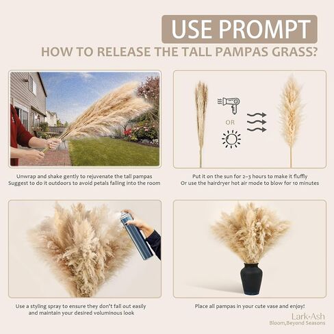 45pcs 42"inch Pampas Grass Decor Tall, Large pompas Grass,Tall Pampas Grass for Floor Vase,Wedding, Party,Farmhouse, Boho Home Decor in Kuwait