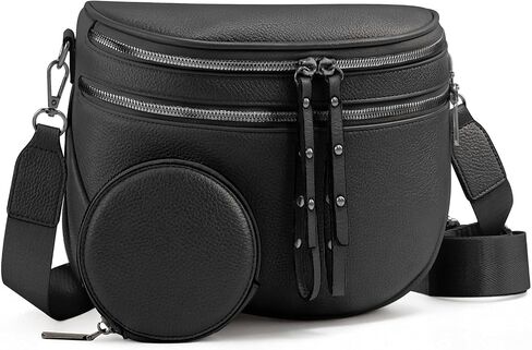 Crossbody Bags for Women, Bum Bag with Coin Purse, Vegan Leather Bum Bags for Women Crossbody Shoulder Bag (Black Brown) in Saudi Arabia