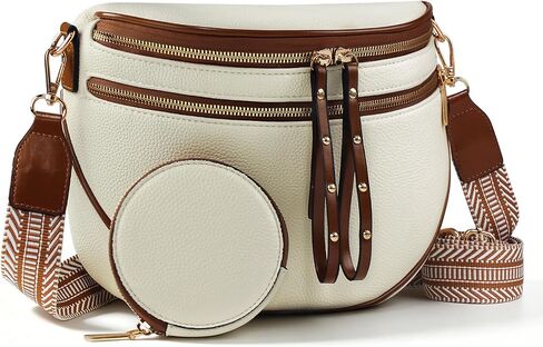 Crossbody Bags for Women, Bum Bag with Coin Purse, Vegan Leather Bum Bags for Women Crossbody Shoulder Bag (Black Brown) in Saudi Arabia