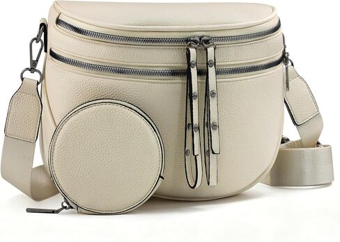 Crossbody Bags for Women, Bum Bag with Coin Purse, Vegan Leather Bum Bags for Women Crossbody Shoulder Bag (Black Brown) in Saudi Arabia