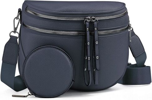 Crossbody Bags for Women, Bum Bag with Coin Purse, Vegan Leather Bum Bags for Women Crossbody Shoulder Bag (Black Brown) in Saudi Arabia