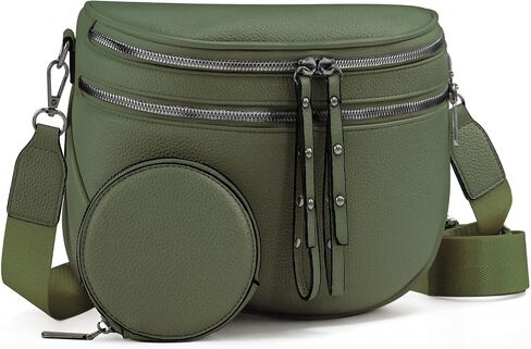 Crossbody Bags for Women, Bum Bag with Coin Purse, Vegan Leather Bum Bags for Women Crossbody Shoulder Bag (Black Brown) in Saudi Arabia