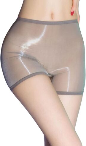 LESOYA Women's Sexy Oil Shiny Glossy Low Rise Boyshorts Underwear Nylon Sheer Panties in Saudi Arabia