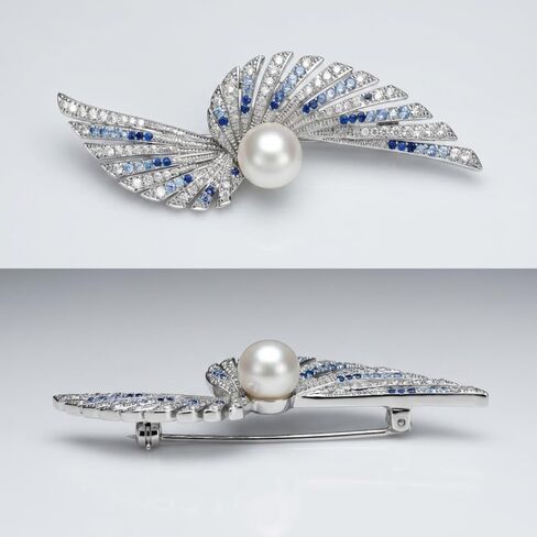 Winged Diamond Natural Freshwater True Pearl Brooch, Exuding a Natural Luster. Made of Copper Material with Zircon Accents, It Can also be Used as a Pendant, Versatile and Practical. It can be Used as a Fashionable Accessory for Suits, Dresses, Weddings,  in Saudi Arabia