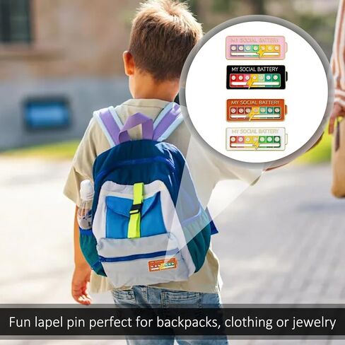 4 Pcs Social Battery Slider Pin,My Social Battery Slider Pin,My Battery Mood Creative Lapel Pin,Cute Expression Mood Pins For Introverts Interactive,For Backpacks Hat Clothing Scarves(4 Color) in Saudi Arabia