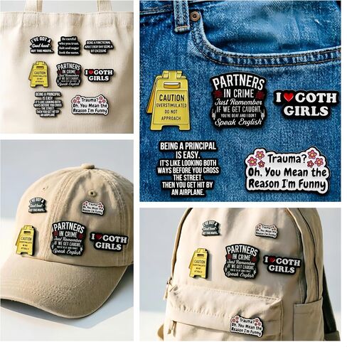 8 Pack Funny Sarcastic Enamel Pins for Backpack, 1 Zinc Alloy + 7 PVC Pin Set, ‘Caution Overstimulated’ Humor Lapel Pin, Relatable Gifts for Introverts Office Coworkers Jackets Hats Lanyards in Saudi Arabia