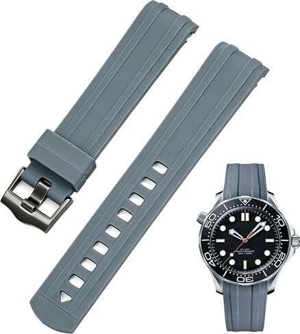 YISIWERA Silicone Watch Band TPU for Omega Seamaster New 300 Diving, 20mm Curved End Watch Strap Rubber for Men Women with Pin Buckle in Saudi Arabia