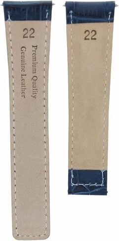 Ewatchparts 22mm Leather Watch Band Strap Clasp Compatible With Tag Heuer Monaco Blue With White Stitching in Saudi Arabia