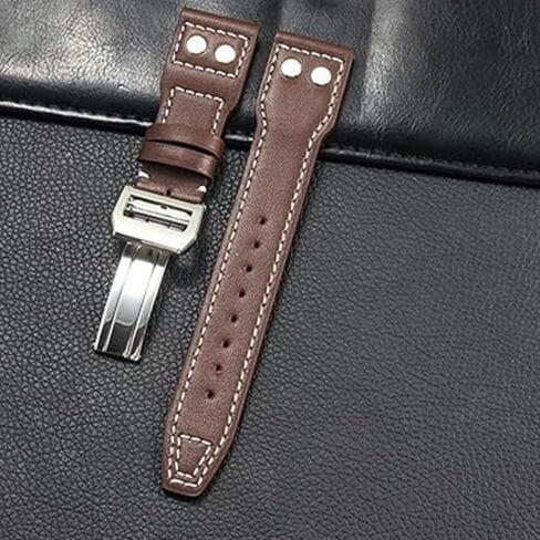 22mm Coffee Leather Watch Band Strap Compatible with IWC Big Pilot Watch-22mm IWC Leather Watch Strap in Saudi Arabia