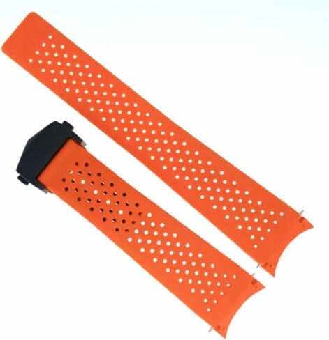 Ewatchparts 22mm Rubber Strap Compatible With Tag Heuer Carrera Calibre 1 5 7 36 Deployment Clasp Orange in Saudi Arabia