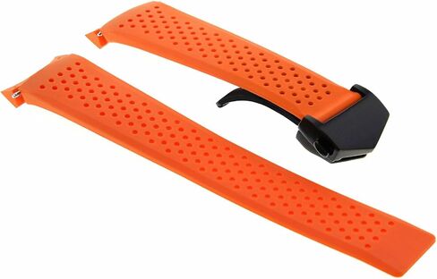 Ewatchparts 22mm Rubber Strap Compatible With Tag Heuer Carrera Calibre 1 5 7 36 Deployment Clasp Orange in Saudi Arabia