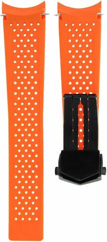 Ewatchparts 22mm Rubber Strap Compatible With Tag Heuer Carrera Calibre 1 5 7 36 Deployment Clasp Orange in Saudi Arabia