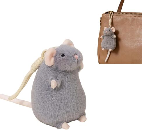 Cute Plush Fancy Rat Charm – Funny Stuffed Animals Mouse Backpack Pendant, Backpack Accessories for Women Girls Boys Handbag as Christmas Graduation Birthday Party Gifts (Grey) in Kuwait
